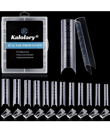 Kalolary 120Pcs Dual Nail U-Shape Forms Gel Nail Extension Mold with 10Pcs Nail Tip Clips for Poly Gel Quick Building