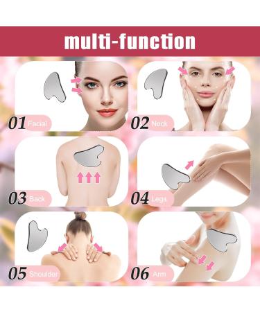SUS304 Stainless Steel Gua Sha Facial Tool | Heart Shape Scraping Massage for Face Eye & Neck | Smooth SPA Therapy - Buy Online on SooperMarket.com