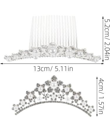 minkissy Rhinestone Pearl Crown Hair Comb - Mini Princess Crown Comb Wedding Crystal Tiara Crown Headbands for Wedding Birthday Party - Buy Online on SooperMarket.com
