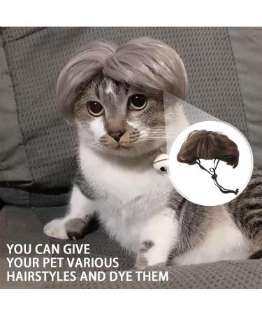 1 Piece Pet Wig Dog and Cat Cosplay Wig Christmas Dog Wig Large and Small Dog Wig Pet Wig with Bangs Suitable for Artistic Photos and Holiday Parties (Brown) - Buy Online on SooperMarket.com