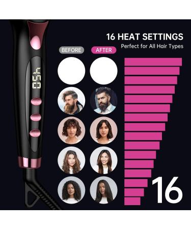 Shop Hair Straightener Brush - Ceramic Hot Comb with 16 Temp Settings Dual Voltage & Anti-Scald for Effortless Styling | Global Shipping Available - Buy Online on SooperMarket.com