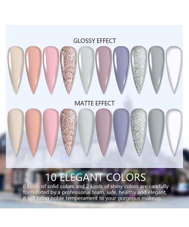 Saviland 10 Colors Acrylic Powder Set - Professional Polymer Colored Acrylic Nail Powder for Nail Extension - Glitter White Pink - No Nail Lamp Needed - Buy Online on SooperMarket.com