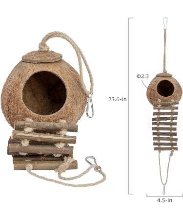Niteangel Natural Bird Nests Coconut Hideaway with Ladder Bird and Small Animal Toy (House with Ladder Natural Surface) House with Ladder Natural Surface - Buy Online on SooperMarket.com