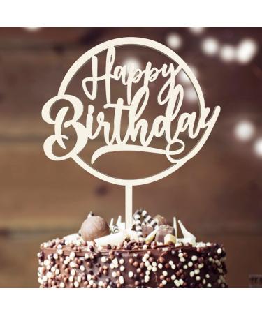 Cake Topper Happy Birthday Aus Wood Kuchendeko Birthday Tortendendeco Birthday Cake Decoration For Girls Young Women Mann Size 17.5x24cm Beige