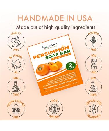 Persimmon Soap Bar for Body Odor Control | Deodorizing Body Wash with Japanese Persimmon & Green Tea | Skin Brightening Deodorant Soap (2 Pack - Buy Online on SooperMarket.com