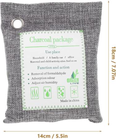 Fomiyes 3-Piece Charcoal Air Purification Bag Set - Natural Odor Absorber for Cars Shoes & Pet Areas - Buy Online on SooperMarket.com