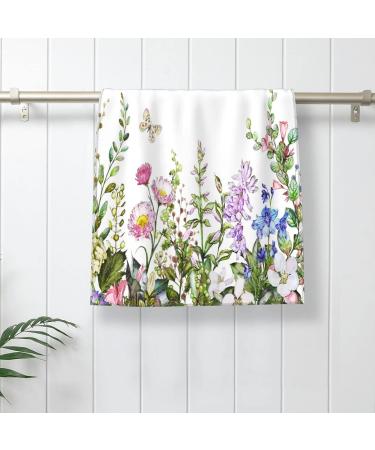 Watercolor Wildflower Leaves Fingertip Towel - Large Hand Towel for Bathroom, Kitchen & Spa (15.7x27.5 Inch) - Buy Online on SooperMarket.com