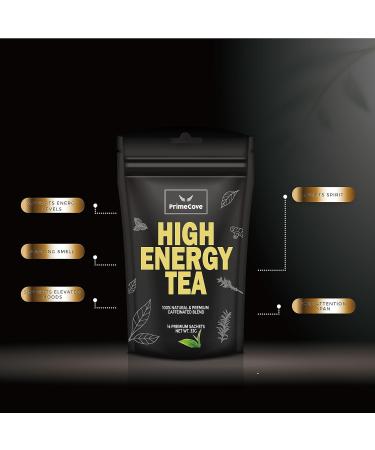 PrimeCove High Energy Tea - Boost Metabolism, Reduce Bloating | Caffeinated Black Tea with Peppermint, Ginger, Thyme & Rosemary - 14 Sachets - Buy Online on SooperMarket.com