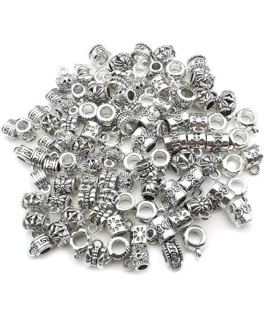 100pcs Clasp Bail Tube Beads for Jewelry Making - DIY Necklace Bracelet Charms (M611) - Buy Online on SooperMarket.com