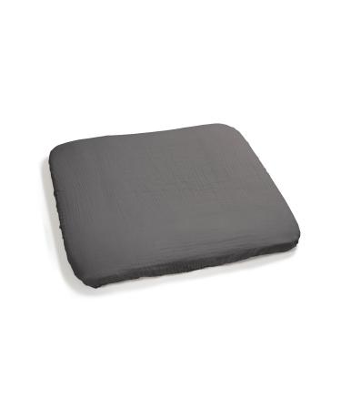 pic Bear Changing Mat Cover 75x85cm - 100% Muslin Cotton Elasticated Waistband Soft & Protective - Comfort for Babies (granite)