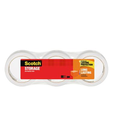 Scotch Long Lasting Storage Packaging Tape, 1.88" x 38.2 yd, Designed for Storage and Packing, Stays Sealed in Weather Extremes, 3" Core, Clear, 3 Rolls (3650S-3) 3 Rolls Tape