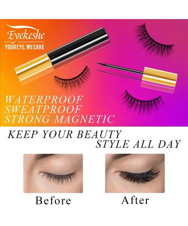 Natural Look Magnetic Eyelashes Kit - 3 Pairs with Upgraded Eyeliner & Applicator | No Glue, Reusable - Buy Online on SooperMarket.com