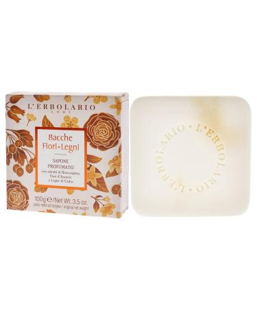 L'Erbolario Berries Flowers Wood Perfumed Soap - Gentle Cleansing Moisturizing Body Soap with Coconut & Sunflower Oils - 3.5 oz Scented Soap Bar for Soft Skin - Buy Online on SooperMarket.com