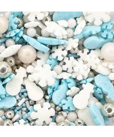 Sprinkletti - Frosty - Christmas Cake Topper Sprinkles - 100g Edible Sugar Festive Cupcake Decorations with No E171 - Ideal For Xmas Themed Party Cakes And Bakes
