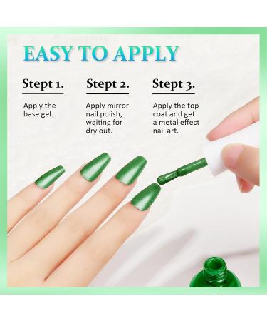 Chrome Nail Polish Green Nail Polish - Metal Mirror Effect Nail Varnish Quick Drying Nail Polish - Long Lasting No UV Needed Nail Art Nail Gel Polish at Home DIY Manicure 7ml - Buy Online on SooperMarket.com