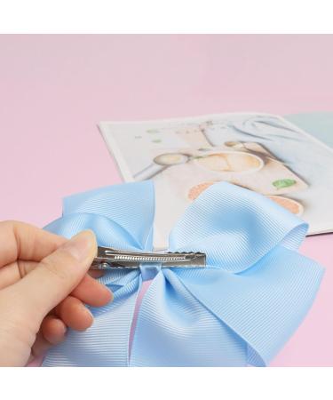 2 Pack 6 inch Bow Hair Clips Large Hair Bow Hair Barrette Clips for Women Girls Blue Hair Bow Light Blue - Buy Online on SooperMarket.com