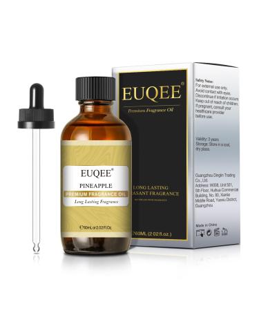 EUQEE Pineapple Fragrance Oil 60ml Premium Grade Aromatherapy Fragrance Oils Fragrance Essential Oils for Diffusers for Home DIY Candle Making Pineapple 60.00 ml (Pack of 1)