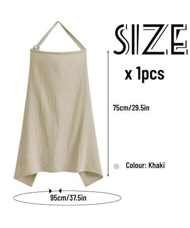 Nursing Apron & Cover | Darryy Muslin Breastfeeding Scarf | Breathable Cotton 75x95 cm Multi-Purpose Khaki Cover for On-the-Go Moms - Buy Online on SooperMarket.com