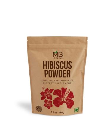 MB Herbals Hibiscus Powder | 100G | 3.5 oz | Hibiscus sabdariffa Flower Powder | For Refreshing Tea & Hair Care
