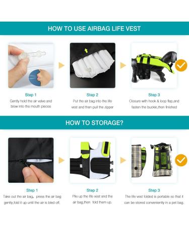 NAMSAN Small Dog Life Jacket | Inflatable Vest with Reflective Stripe & Safety Handle | Adjustable Buoyancy Aid | Puppy Flotation Jacket in Green-S - Buy Online on SooperMarket.com