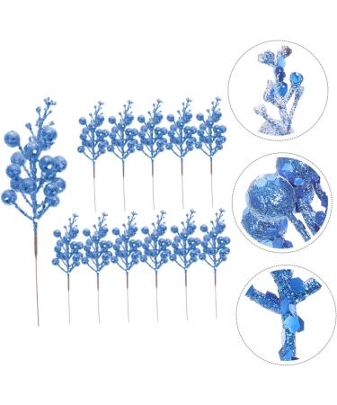 HOMSFOU 24 Pcs Christmas Imitation Berries Christmas Berries Picks Artificial Berry Twig Stem Gold Floral Picks Glitter Holly Berry Stem Xmas Red Fruit Home Decor Household Ribbon Foam Bluex2pcs 19X5X5CMx2pcs - Buy Online on SooperMarket.com