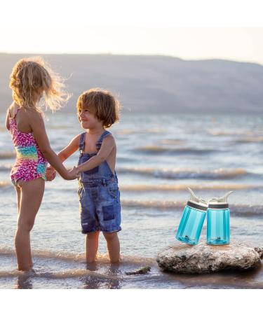 Kids Water Bottle 2 Pack with Straw - 12oz BPA-Free Small Bottles for School, Boys, Girls - Leakproof, Portable, Blue - Perfect for Outdoor Sports, Travel - Includes Clip - Tritan Material - Buy Online on SooperMarket.com