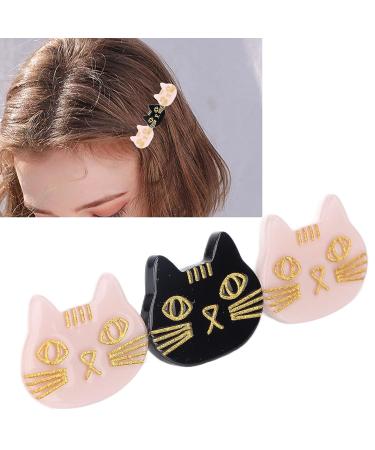Cat Hair Clips - Resin Barrettes for Girls & Women | Cute, Sweet Hair Accessories for Daily, Party & Cosplay | Black/Pink - Buy Online on SooperMarket.com