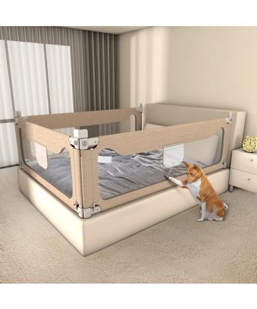 Bed Rails for Toddlers, Extra Tall Specially Designed for Twin, Full, Queen, King Size - Safety Bed Guard Rails for Kids (One Side 78.74" x 27", Khaki) 1 Side:78.74"(L) 27"(H)