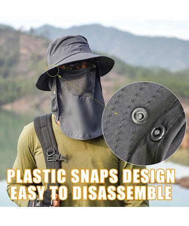 Ehsbuy Dark Gray Fischerhut for Men - Foldable Mesh Angler Safari Hat with Face Cover & Neck Flap - Ideal for Outdoor Adventures - Buy Online on SooperMarket.com