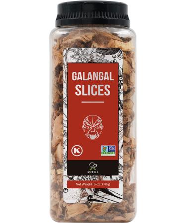 Soeos Galangal Slices 6 Ounces, Non-GMO Verified, Kosher, Great Galangal - Alpinia Galanga, Perfect for Tom Yum and Tom Kha Soups, Authentic Product of Vietnam, Sliced Dried Galangal Root, 6oz.