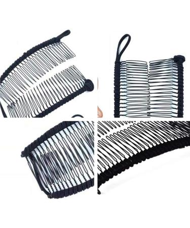 Stretchable Banana Comb Vintage Banana Hair Clip Stretch Double Comb Clip for Women Ladies Girls Hair Styling Black - Buy Online on SooperMarket.com