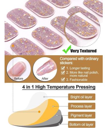 Kalolary 20PCS Luminous Glitter Gel Nail Polish Strips - Glow in the Dark Adhesive Full Wrap Stickers + Nail File - Rose - Buy Online on SooperMarket.com