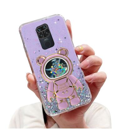 Tivenfezk Nadoli for Xiaomi Redmi Note 9 Treibsand B r Astronaut Hidden Stand Shell caricature glitter astronaut stand soft silicone bling cell phone case transparent protective cover xiaomi redmi note 9 purple