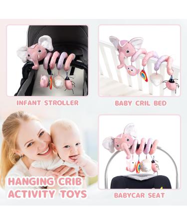 Buy Koty Autositz Plush Baby Spiral Toy - Pink Elephant with Music Box for Strollers & Cots - Perfect Infant Rattles & Teething Toy - Buy Online on SooperMarket.com