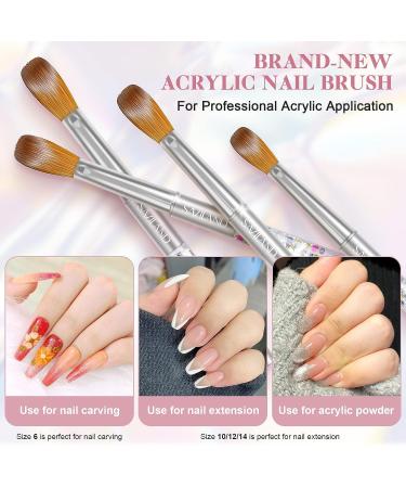 Saviland Kolinsky Acrylic Nail Brush Set - Professional Brushes for Acrylic Nails Extension & 3D Nail Carving - Sizes 6/10/12/14 - Buy Online on SooperMarket.com