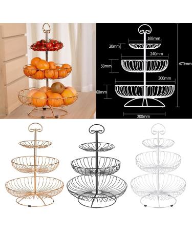 Fruit Basket Bowl 3 Layers Wire Basket Stand Kitchen Countertop Organizer Fruit Vegetable Bowl Fruit Basket Fruit Bowls (Color : Black) - Buy Online on SooperMarket.com