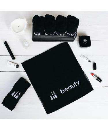 Hiera Home 6 Pack Turkish Cotton Luxury Face Towels - Set of 6 Washcloths for Make up Removal - Beauty-Black - Buy Online on SooperMarket.com