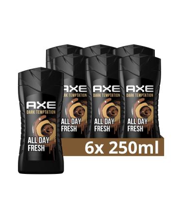 AX 3-in-1 shower gel & shampoo Dark Textation for all-day fresh irresistible fragrance and a pleasant shower dermatologically tested 6x 250 ml amber 250 ml (6 Pack)