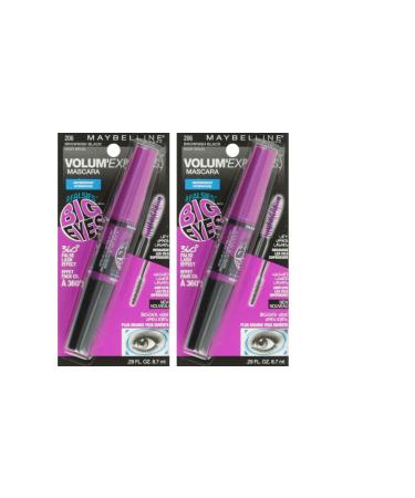 2 PACK Maybelline New York Volum Express Falsies Big Eyes Waterproof Mascara Brownish Black 206 .29 Fluid Ounce