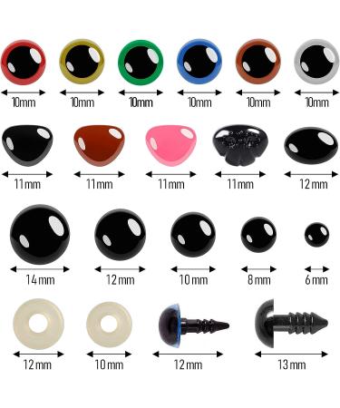 600pcs Colored Safety Eyes & Noses for Amigurumi | Plastic, 6mm-14mm, Assorted Colors - Buy Online on SooperMarket.com