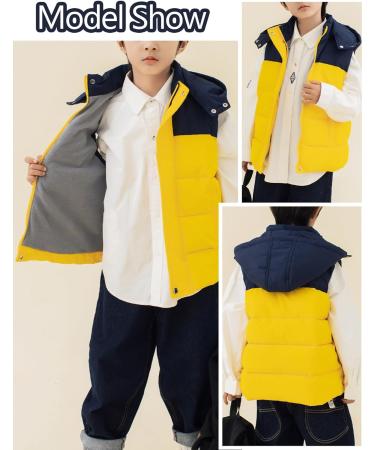 Happy Cherry Kids' Hooded Puffer Vest - Lightweight, Water Resistant Winter Jacket for Boys and Girls, Windproof Down Vest - 3-13 Years (12-13 Years, Yellow) - Buy Online on SooperMarket.com