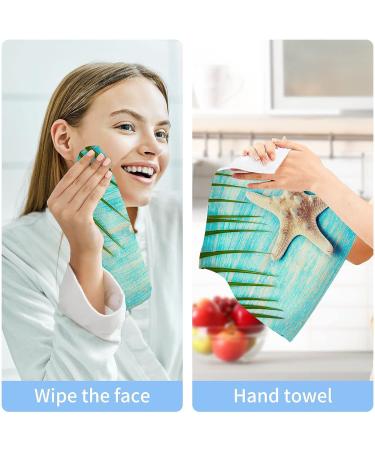 SUABO Soft Cotton Bath Washcloths Set | Starfish Palm Tree Design | Absorbent & Quick Drying | 6-Pack - Buy Online on SooperMarket.com
