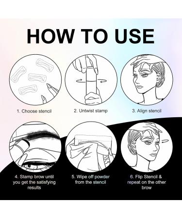 Waterproof Eyebrow Stamp Stencil Kit - 24 Stencils, Brush, Trimmer (Dark Brown) - Buy Online on SooperMarket.com