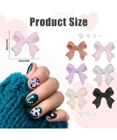 3D Bow Nail Charms 6 Colors Tiny Bow Charm with Pearl Stone Nail Design Colorful Nail Decorations for Jewelry Clothes Shoes DIY Craft - Buy Online on SooperMarket.com