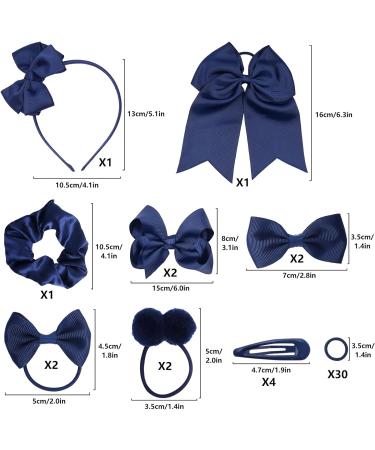 45Pcs Navy Blue School Girls Hair Accessories Kit - Bow Headband, Clips, Ponytail Holder, Barrettes - Girl Birthday Gift - Buy Online on SooperMarket.com