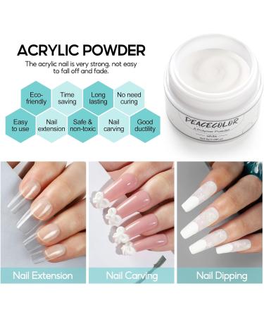 PEACECOLOR 8G 3PC White Acrylic Powder Set Acrylic Nail Kit Professional Acrylic Nail Powder Polymer for Acrylic Nail Extension Carving Nails No Nail Lamp Needed for Home and Salon Use color 178 - Buy Online on SooperMarket.com