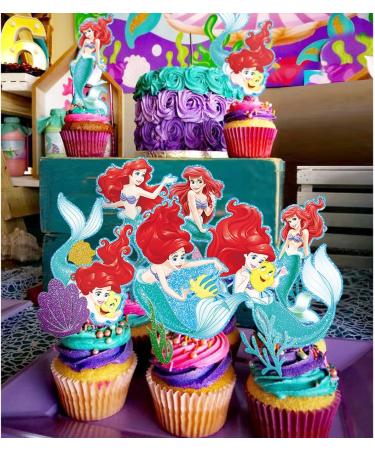Party Supplies for Ariel Cupcake Toppers Girl Theme Birthday Brightness Supplies Favors 48 counts - Buy Online on SooperMarket.com