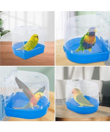 OOTDTY Bird Bath Box - Bird Cage Accessory for Small Birds - Blue Parakeet Bathing Tub with Water Injector - Buy Online on SooperMarket.com