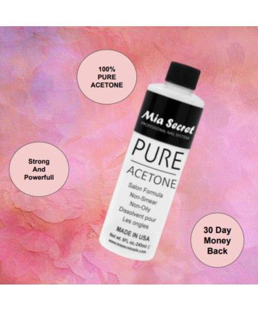 Mia Secret 100% Pure Acetone Nail Polish Remover 8 Fl Oz - Gentle Cuticle Remover for Natural, Acrylic & Sculptured Nails - Quick & Effective Formula - Buy Online on SooperMarket.com