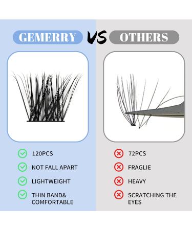 Cluster Eyelash Extensions 120pcs Cluster Lashes Individual Lashes D Curl 0.07mm 8-16mm Mix Ribbon Lashes Wide Stem Natural Lashes DIY Lash Extensions GEMERRY Lashes(C09-D-0.07-8-16mm) 8-16 mix C09 - Buy Online on SooperMarket.com